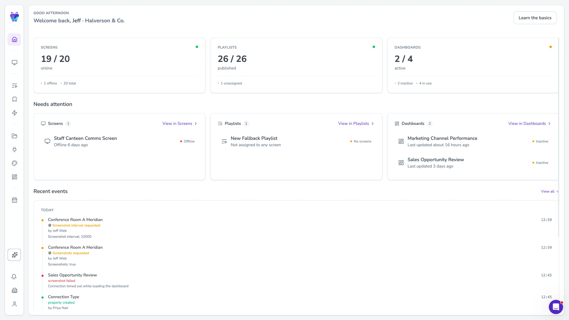 Fugo CMS home dashboard overview