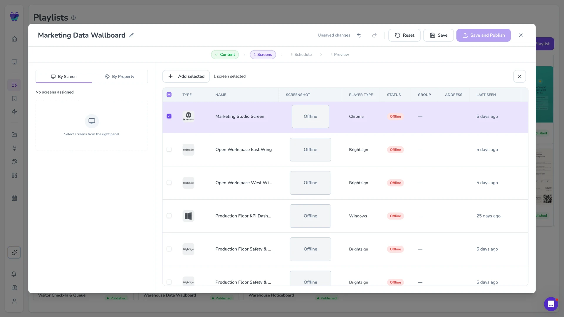 Fugo workspace showing multiple departments each with their own screen groups and editors